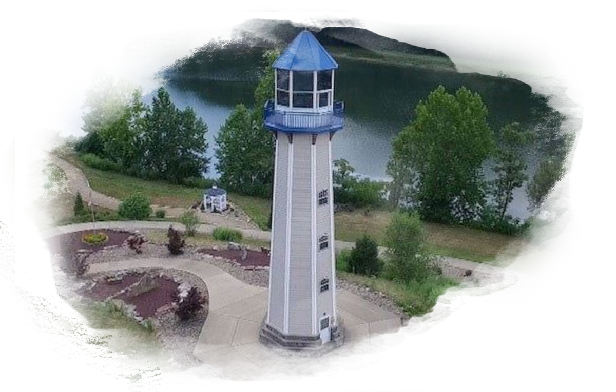 Ariel view of the Tionesta Lighthouse and park home page graphics