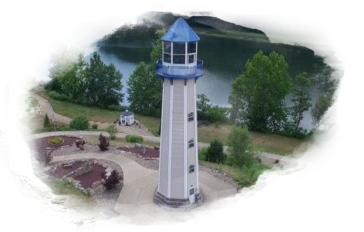 Ariel view of the Tionesta Lighthouse and park home page graphics